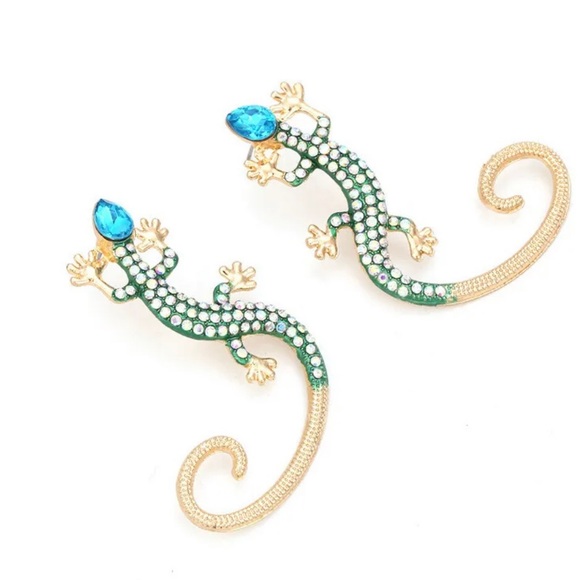 Pave Crystal 🦎Gecko/Lizard🦎 Earrings❣️ - Picture 4 of 5